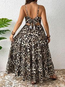 GlowEve CURVE Đầm maxi không tay, màu trơn, dáng rộng, có bèo nhún ở gấu váy, hở lưng, dây mảnh, thích hợp cho năm mới hoặc Lễ Tạ ơn. - Nhiều màu - Xem 2