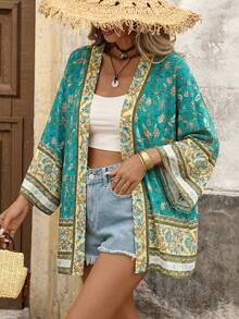 Brillora 度假沙滩印花和服 - 綠色 - 查看 4