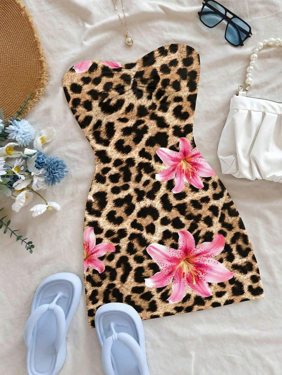 Modelyn Women's Casual Ruched Bust Fitted Ribbed Fabric Mini Dress, Suitable For Summer - Multicolor - View 1