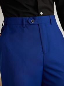 Officeau Bộ vest nam 3 món dáng ôm, chất lượng cao, thích hợp cho công việc/dự tiệc/đám cưới, gồm áo khoác, quần và áo gile. - Xanh đậm - Xem 5