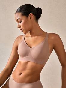 Veilyse 1件装女士极简舒适无缝果冻凝胶无钢圈文胸，带可拆卸胸垫 - 棕色 - 查看 6