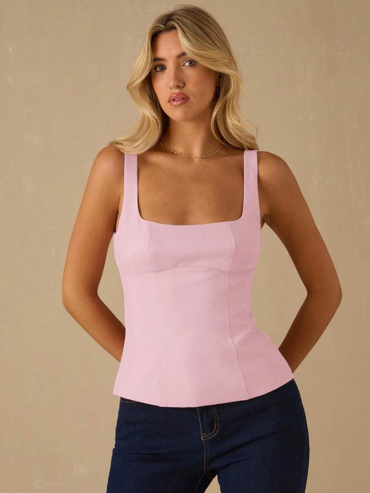 Enchnt Women's Fashionable Solid Color Bow Camisole,Summer Top - Dusty Pink - View 8