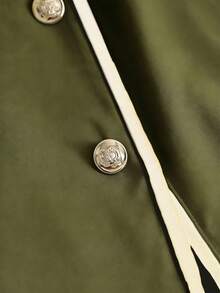 Franclia Đầm không tay cổ tròn, tối giản, đa năng, màu mơ, phù hợp cho việc đi làm hàng ngày, với thắt lưng viền đen tương phản, thích hợp cho mùa xuân/hè. - xanh quân đội - Xem 3