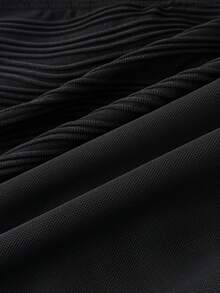 3件套少女黑色比基尼泳装套装，简约时尚风格，适合游泳和沙滩穿着 - 黑色 - 查看 6