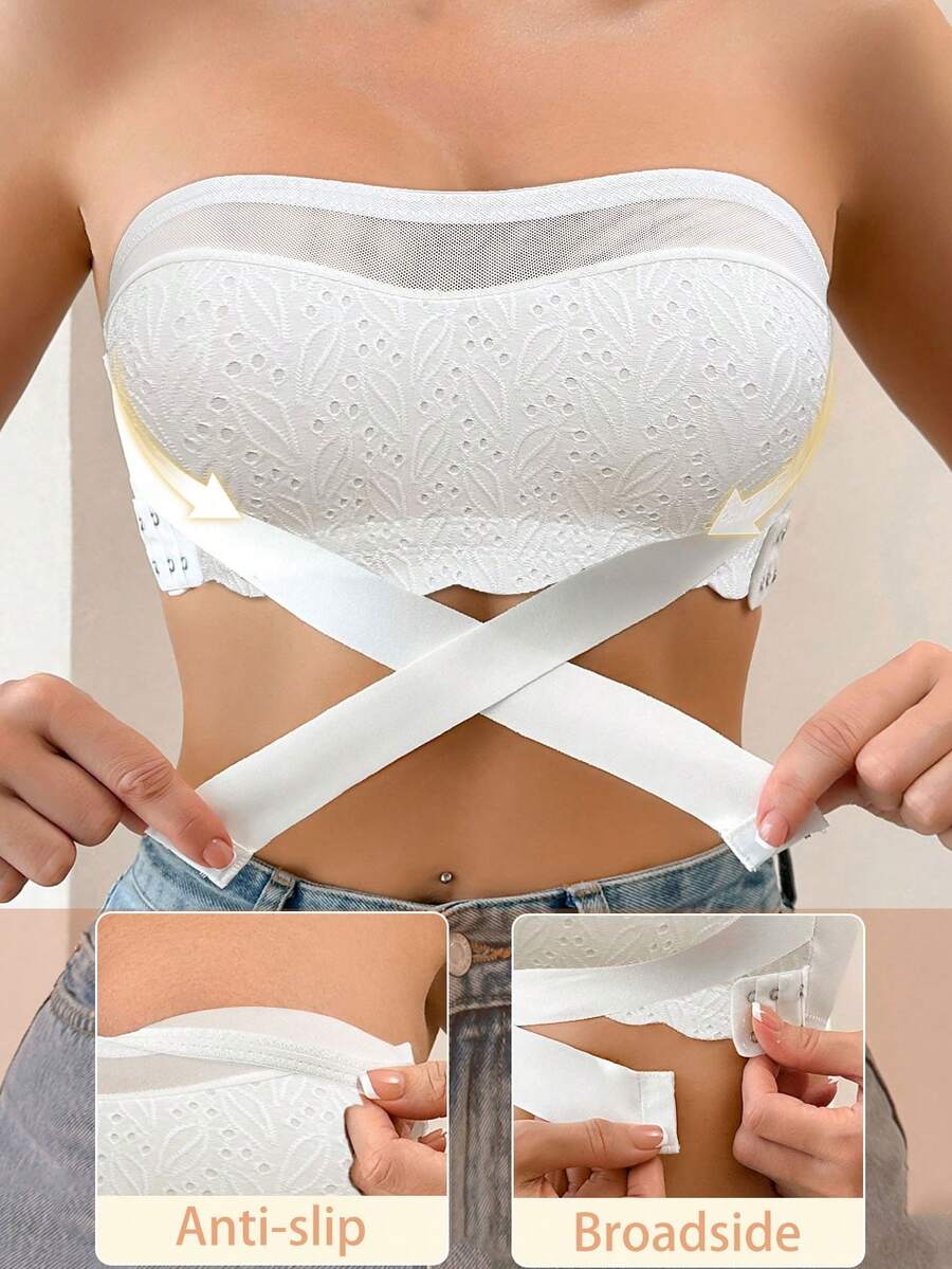 1件装女士无钢圈抹胸文胸 - 白色 - 查看 1