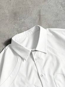 AXEPEAK Men's Casual Solid Color Short Sleeve Shirt, Summer - White - View 4