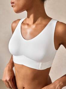 1 件女士无缝无衬垫优雅透气舒适交叉后背抹胸文胸 - 白色 - 查看 6