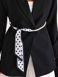 EURMUSE Women, Spring, Summer, Jacket, Belted, Comfortable, Elegant Chic, Blazer Dress For Women Tuxedo Dress Women Suit Dress Blazer Skirt Set Women's Suit Set Blazer With Belt Women Women's Blazers Women's Suit Set - Black - View 3