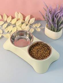 1个宠物不锈钢双碗猫狗食物饮水器，二合一加高防滑喂食器，适用于中小型宠物，家用 - 20ml - 查看 8