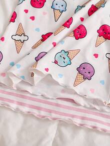 Bộ đồ ngủ 2 mảnh cho bé gái, màu trắng và hồng, thoải mái, ngọt ngào, in hình thỏ. - Nhiều màu - Xem 5