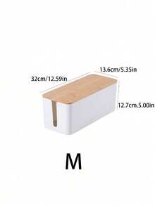 1 Bamboo And Wood Cable Organizer Box, Data Cable Storage Box, Power Cable Management Box, Category Box, Socket Computer Cable Rack, Plug Box - White - View 12