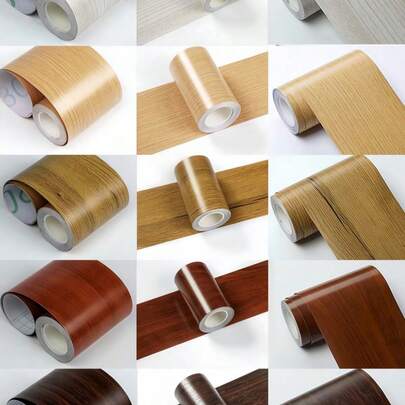 10米自粘木纹胶带修补贴纸防水家具地板门框踢脚线橱柜翻新装饰撕贴式壁纸木纹效果