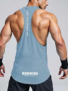 GymBeat 男士标语印花休闲健身运动T恤 - 淺藍色 - 查看 2