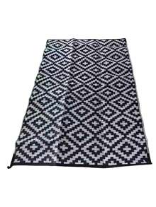 Waterproof Reversible Mat Plastic Straw Weave Outdoor Carpet Camping RV Patio Backyard Porch Balcony Picnic Ground Cover Black Beige - multicolor - View 6