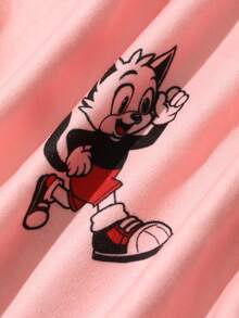 DAZY Cartoon Print Comfortable Knit Dress, Women's Summer Sleepwear - Pink - View 7