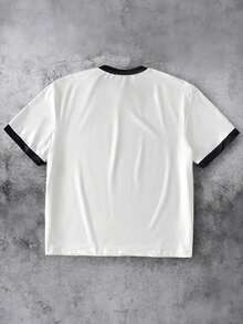 STEELVANCE 男士休闲撞色滚边字母印花短袖T恤，夏季 - 白色 - 查看 2