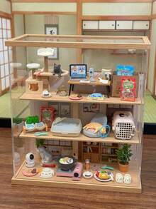 MINKOJA MINKOJA 8 件套迷你猫咪日常生活猫砂盆猫咪游戏屋场景摆件微缩景观礼品套装，适用于搭配微缩景观，复活节，复活节礼物，微缩物品 - 彩色 - 查看 2
