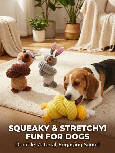 PETSIN 长颈卡通兔鸭造型狗狗玩具，内置BB弹吠叫声，可与狗狗互动玩耍