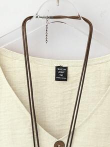 EMERY ROSE Bộ đồ đi làm thường ngày 2 món áo tay dài 3/4 cổ chữ V đính nút dừa cho nữ + quần ống đứng màu trơn - Màu be - Xem 5