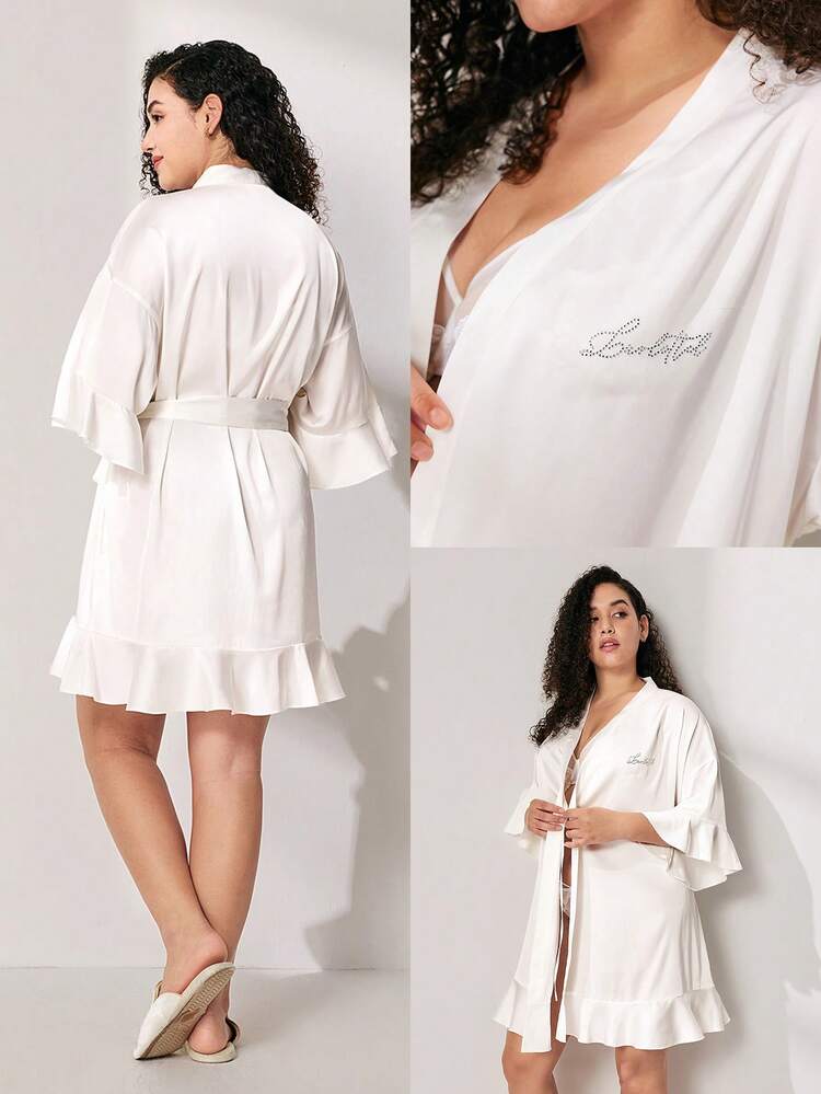 Plus Size Luxe White Satin Robe