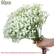 60 pièces Fleurs artificielles de Gypsophile avec tiges, bouquets en vrac, fleurs artificielles au toucher réel, pour la décoration de la maison et du bureau, les arrangements floraux et les centres de table, la décoration du jardin extérieur, les mariages, les anniversaires et les décorations de douche de mariée - Blanc - Voir 7
