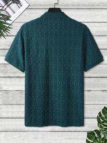 Manfinity Mode Men's Short Sleeve Textured Fabric Polo Shirt, Suitable For Outings, Gatherings, And Office Wear, Formal - Green - View 2