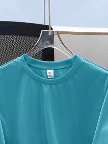 SHEIN 2件套青少年男童休闲宽松舒适logo装饰短袖上衣和短裤套装，适合春夏穿着 - 綠色 - 查看 4