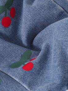 Bộ 2 món gồm áo không tay và quần yếm denim cho bé gái, trang phục mùa hè dễ thương. - Màu xanh lam - Xem 7