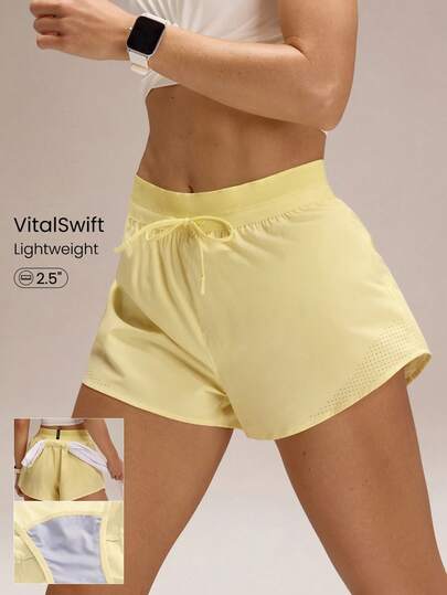 GLOWMODE 2.5" Pantalones cortos ligeros y de secado rápido con control de olores, cintura media, aberturas laterales, para correr, trotar, entrenar, hacer ejercicio y usar en el gimnasio