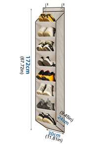 1pc Over The Door Shoe Organizer Narrow Rack, 4/8 Layer Large Pocket Storage, Hanging Shoe Rack For Closet, Dorm & Narrow Door, Color: Beige, Black - Multicolor - View 7