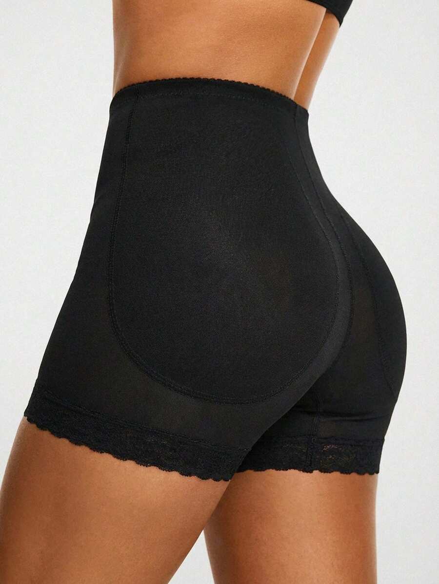 DAZY Contrast Lace Sheer Mesh Shapewear Shorts,Back To School Clothes - Black - View 1