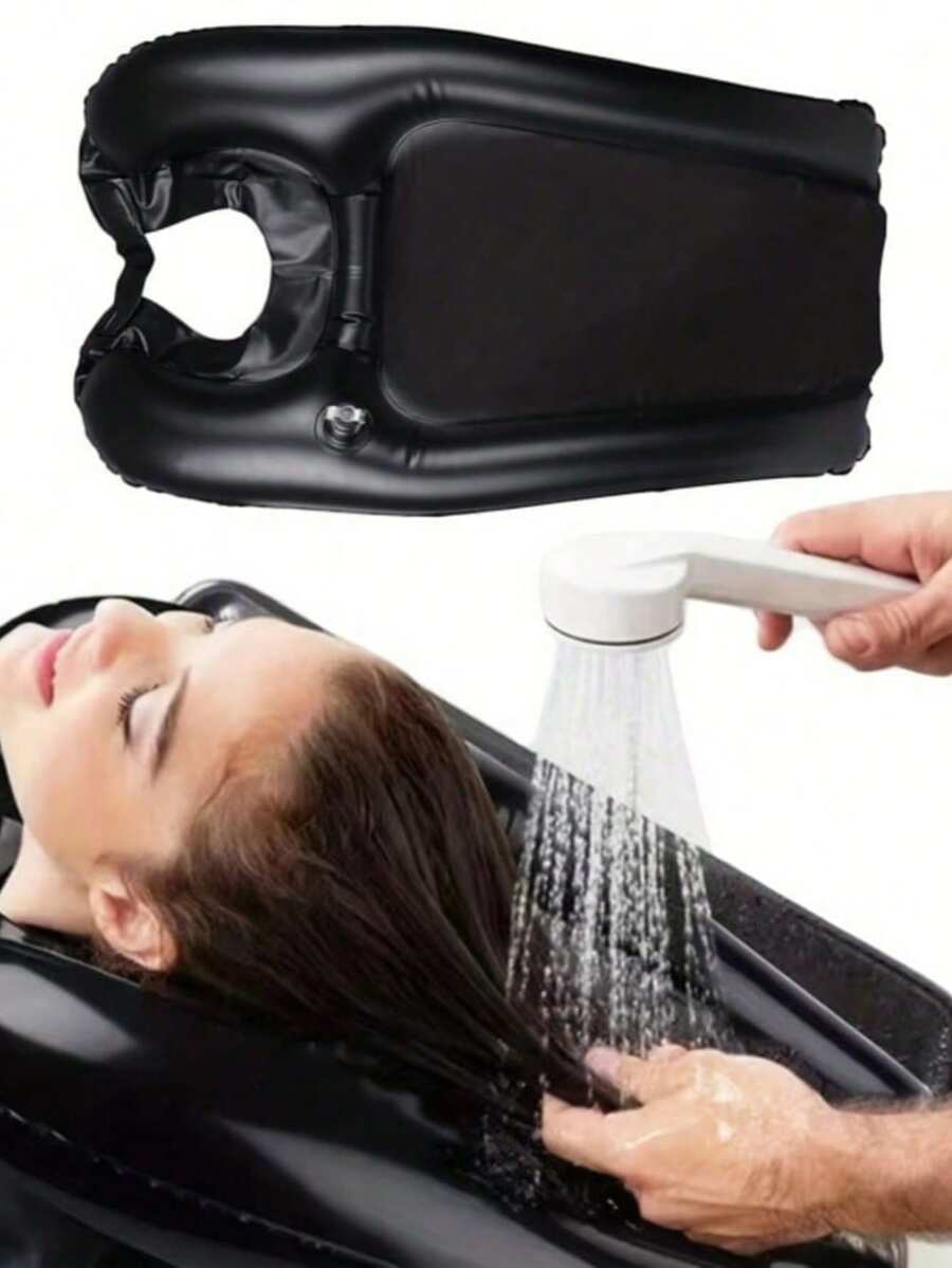 1PC Portable Inflatable Hair Washing Basin Lightweight Easy Clean Foldable Shampoo Sink For Elderly Disabled Pregnant Injured Bedridden Home Care Daily Wash Convenient Bathroom Accessory Travel Essential Nursing Supplies Comfortable Support - Multicolor - View 1