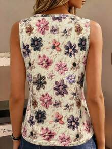 Selamara Camiseta de tirantes con estampado de palmeras para mujer - Multicolor - Ver 2