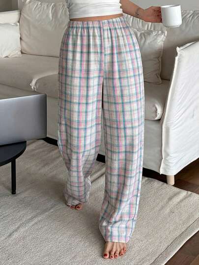 DAZY Fresh Plaid Pajama Cozy Pants, Fall & Winter