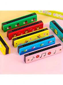1pc/5pcs/3pcs 12 Styles Harmonica, 16-Hole Double Row Portable Cartoon Harmonica, Musical Instrument Toy Gift For Adult Beginner (Random Style & Color) - Multicolor - View 8