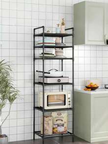 1-Piece Space-Saving Tall Metal Shelf, Kitchen Shelf, Wardrobe Storage, Storage Box, Bathroom Shelf, Shower Rack, Floor-Standing Multi-Layer Bathroom Storage Shelf, Bookshelf, Storage Rack, Movable, Easy To Assemble, Suitable For Bathroom, Kitchen, Office, Study, Living Room, Holiday Gift. - Multicolor - View 3