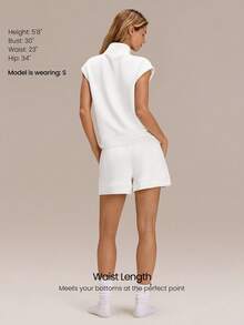 GLOWMODE Áo nỉ tay ngắn SoftSerene Modal Easy Does It mềm mại, mượt mà, thoáng khí, có khóa kéo nửa thân, thích hợp mặc hàng ngày. - trắng - Xem 2