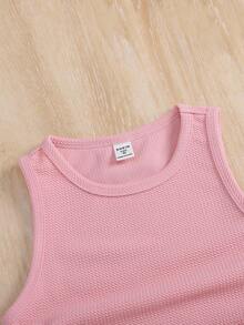 SHEIN 年轻女孩 3 件套：针织纯色立领修身休闲短款背心 - 彩色 - 查看 5