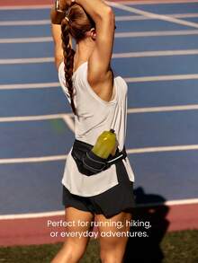 GLOWMODE 带水壶口袋的拉链腰包，防水材质，可斜挎，配有可调节肩带 - 黑色 - 查看 2