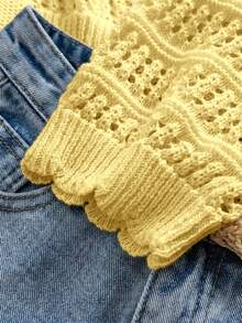 Travachic Cardigan Kasual Ringan Wanita Warna Polos dengan Ikatan di Depan, Serbaguna untuk Pemakaian Sehari-hari - Kuning muda - View 3