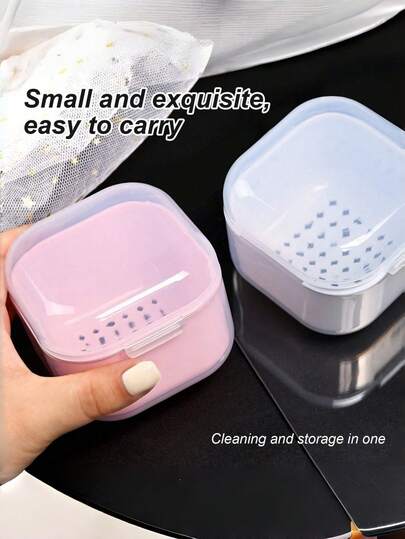 6-Piece Nail Tool Polishing Head Disinfection Box, Double-Layer Filter Thickened Cleaning Box, Portable Storage Box, Suitable For Nail Salons