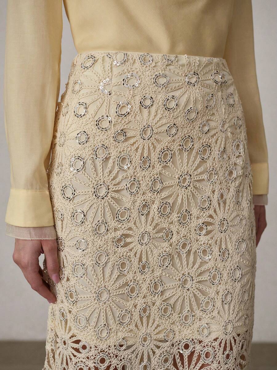 MOTF PREMIUM 女士修身中长裙，春夏款 - 杏色 - 查看 1