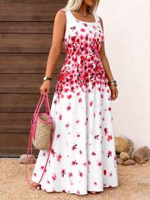 Breezaya 大码优雅收腰印花连衣裙 - 彩色 - 查看 3