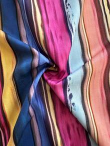 Maweii Plus Size Sexy Elastic Waist Striped Wide Leg Pants - Multicolor - View 7
