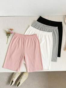 SHEIN Girlism Paquete múltiple de pantalones cortos/shorts de ciclista informales para niñas preadolescentes, adecuados para el verano casual, el campus, los deportes, el picnic al aire libre, la fotografía callejera, el Día de la Madre, la graduación, apropiados para el uso diario, salidas, vacaciones y días festivos, para chicas con estilo, ropa casual, nuevo estilo, regreso a clases - Multicolor - Ver 6