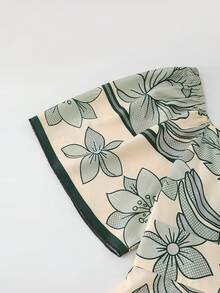 SHEIN Holidaya Đầm maxi ngắn tay cổ vuông in hoa phong cách bohemian dành cho nữ, thích hợp cho kỳ nghỉ biển. - màu xanh lá - Xem 8