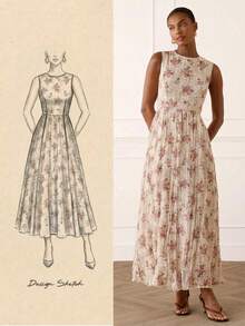 Lilora 这款优雅的女士无袖连衣裙，适合春夏穿着，款式多样，时尚百搭，是通勤、日常穿着、休闲外出、派对、约会、聚会、休闲活动、野餐、假期、夏季郊游和假日旅行的理想之选。此外，我们还提供女士长款碎花连衣裙、复古连衣裙和金线印花褶皱连衣裙。 - 藕粉色 - 查看 3