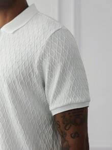 HUEFORM 男士短袖纹理面料 Polo 衫，适合外出、聚会和办公穿着 - 白色 - 查看 4