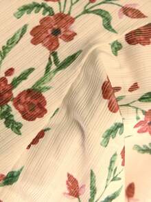 SoleilVie Women's Casual Floral Print Asymmetrical Shoulder Crop Top, Summer - Multicolor - View 5