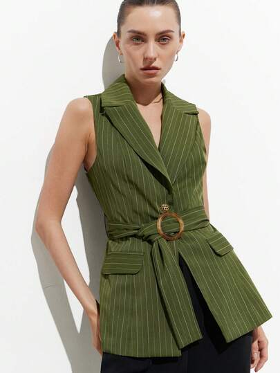 Aveloria Modichic 通勤风知性优雅无袖西装背心，配腰带，女士款